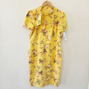Liz Claiborne Yellow floral midi dress Size 12 NEW